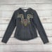 Lucky Lotus Knitwear Embroidered Full Zip Hoodie Sweatshirt Women's Large Blue