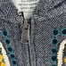 Lucky Lotus Knitwear Embroidered Full Zip Hoodie Sweatshirt Women's Large Blue