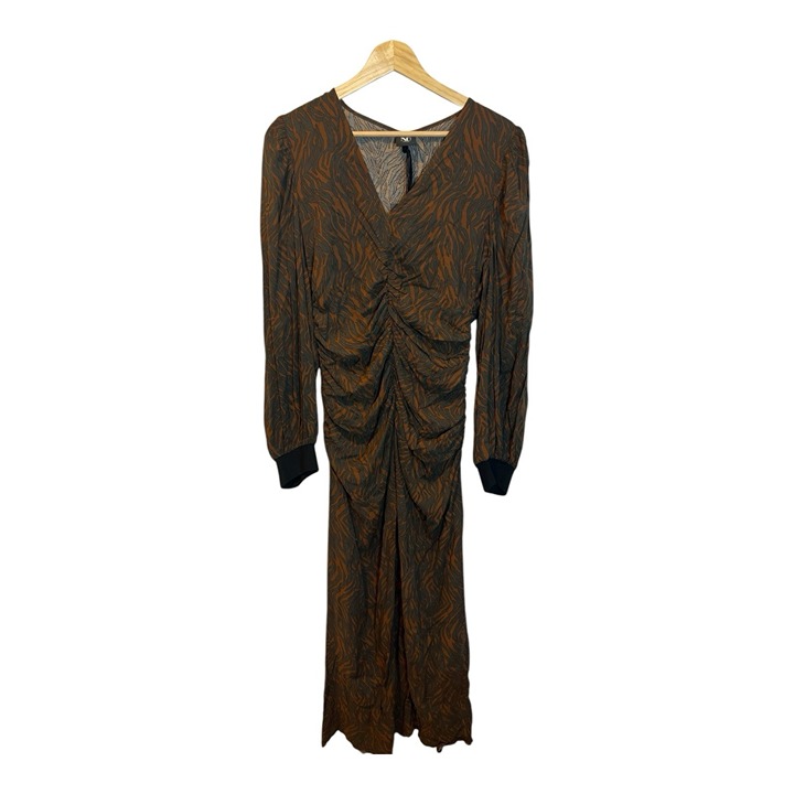 Nu Denmark Rin Sustainable Dress Size Small Ruched Toffee European Brown Black