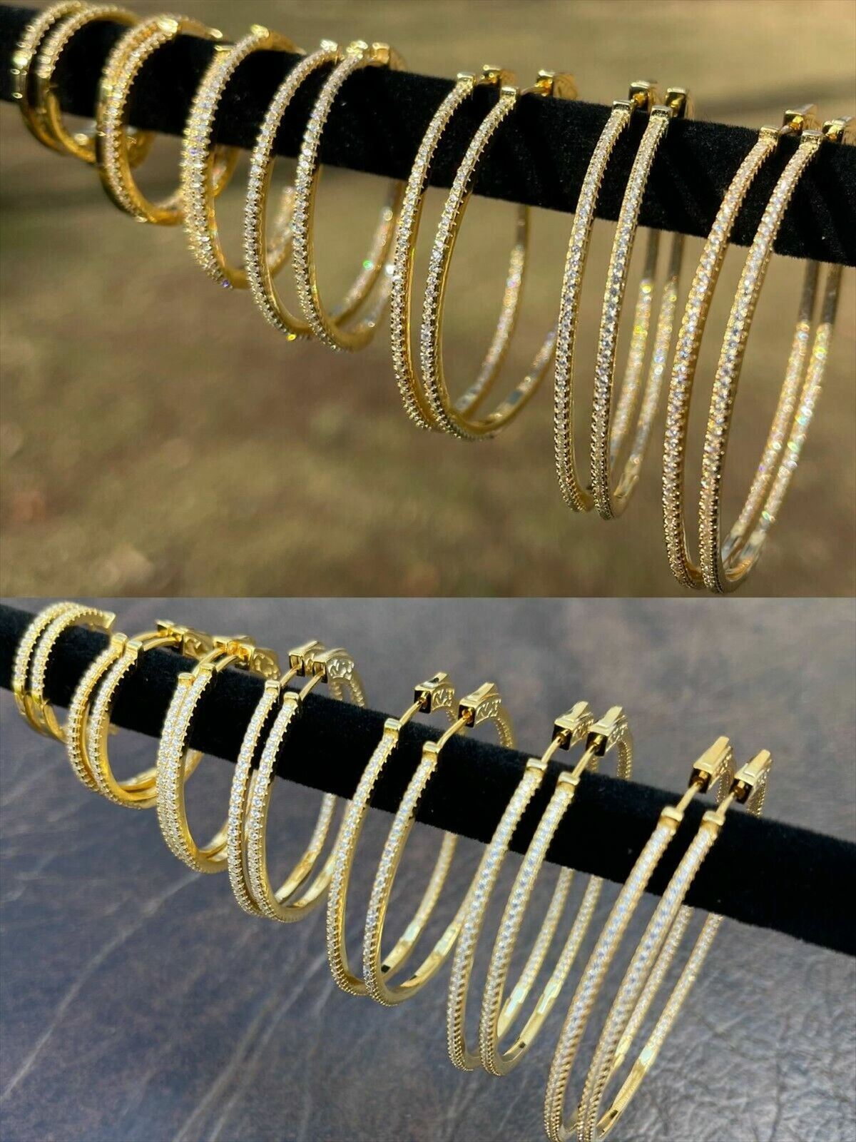 Gold Diamond Endless Hoop Earrings REAL