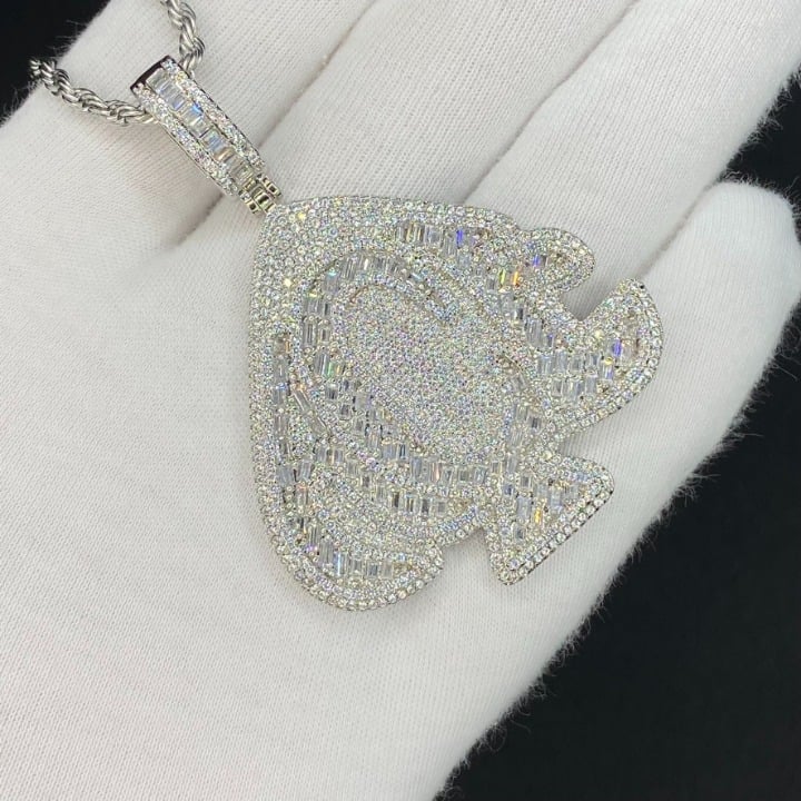 Iced Out ACE / Heart Design Diamond Pendant