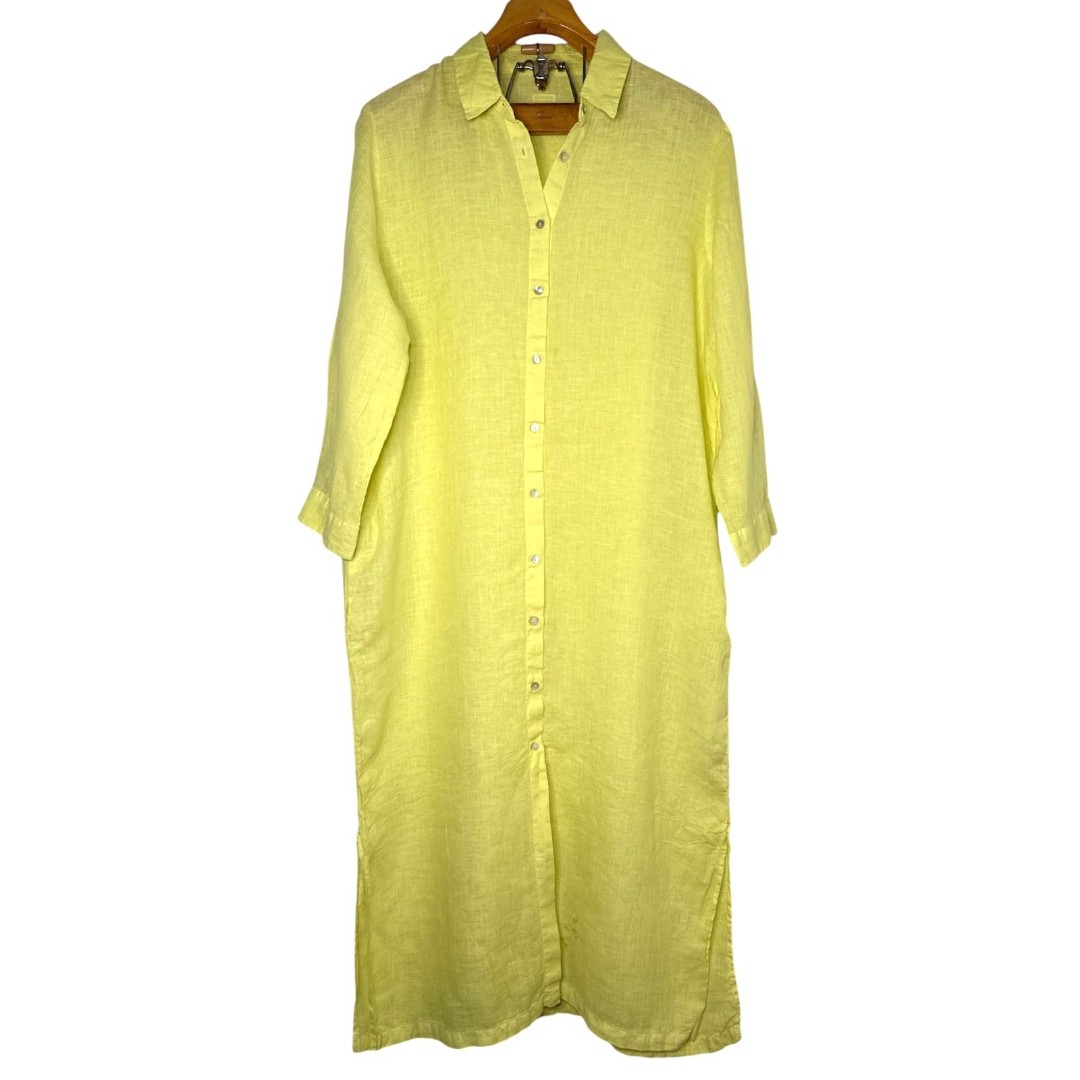 120% Lino Dress Linen Button Down Sz: Italy 48 USA: XL
