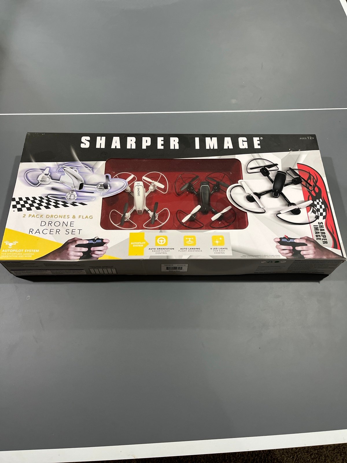 Sharper Image Dual 2 Pack Drones & Flag Racer Drone Set New In Box