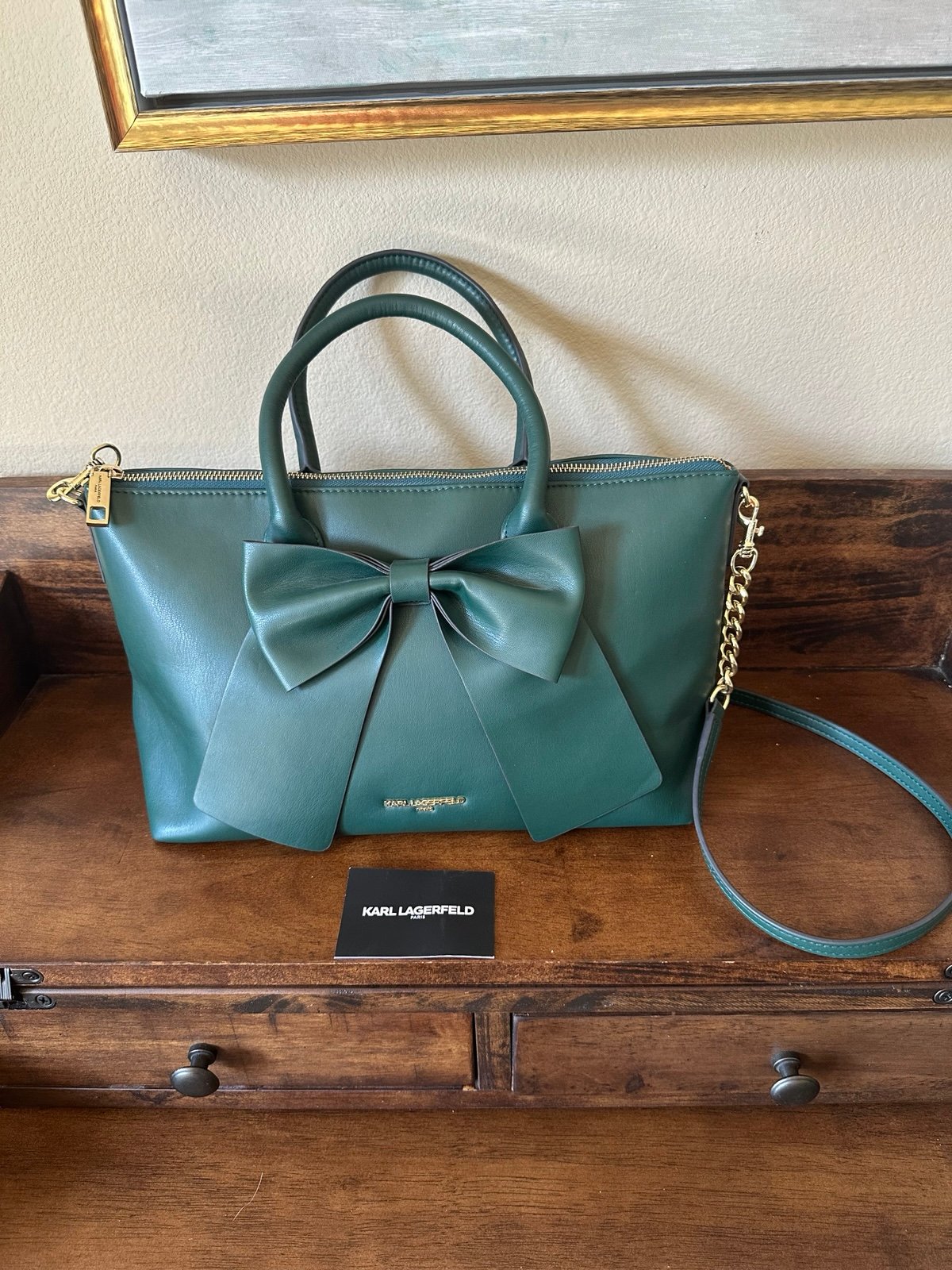 Karl Lagerfeld Green Bow Crossbody Bag