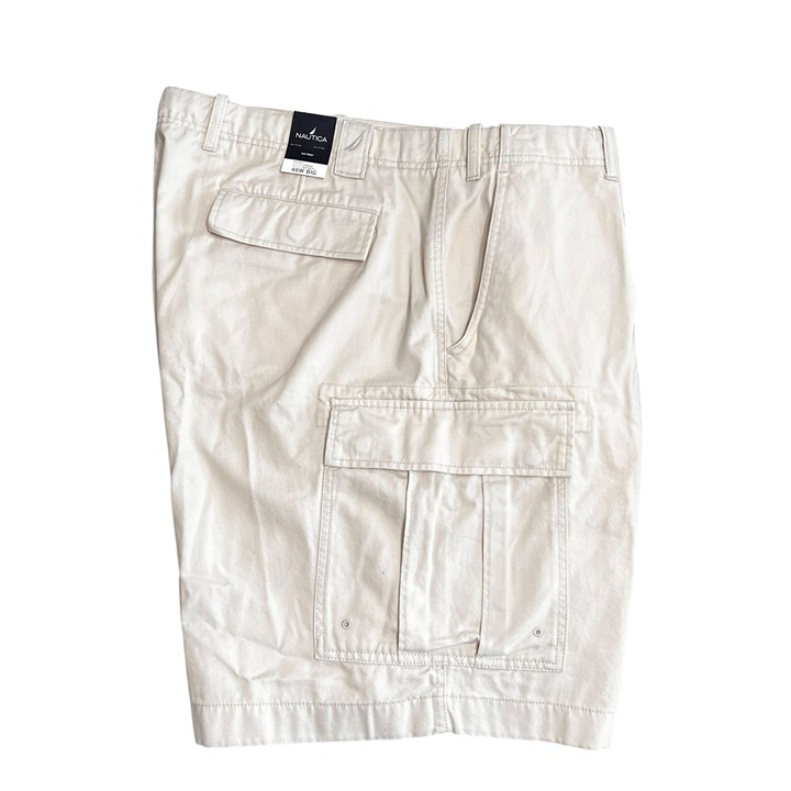 NWT Nautica Mens Size 46W Big Flat Front Cargo Shorts Cotton Snap Pockets Coin