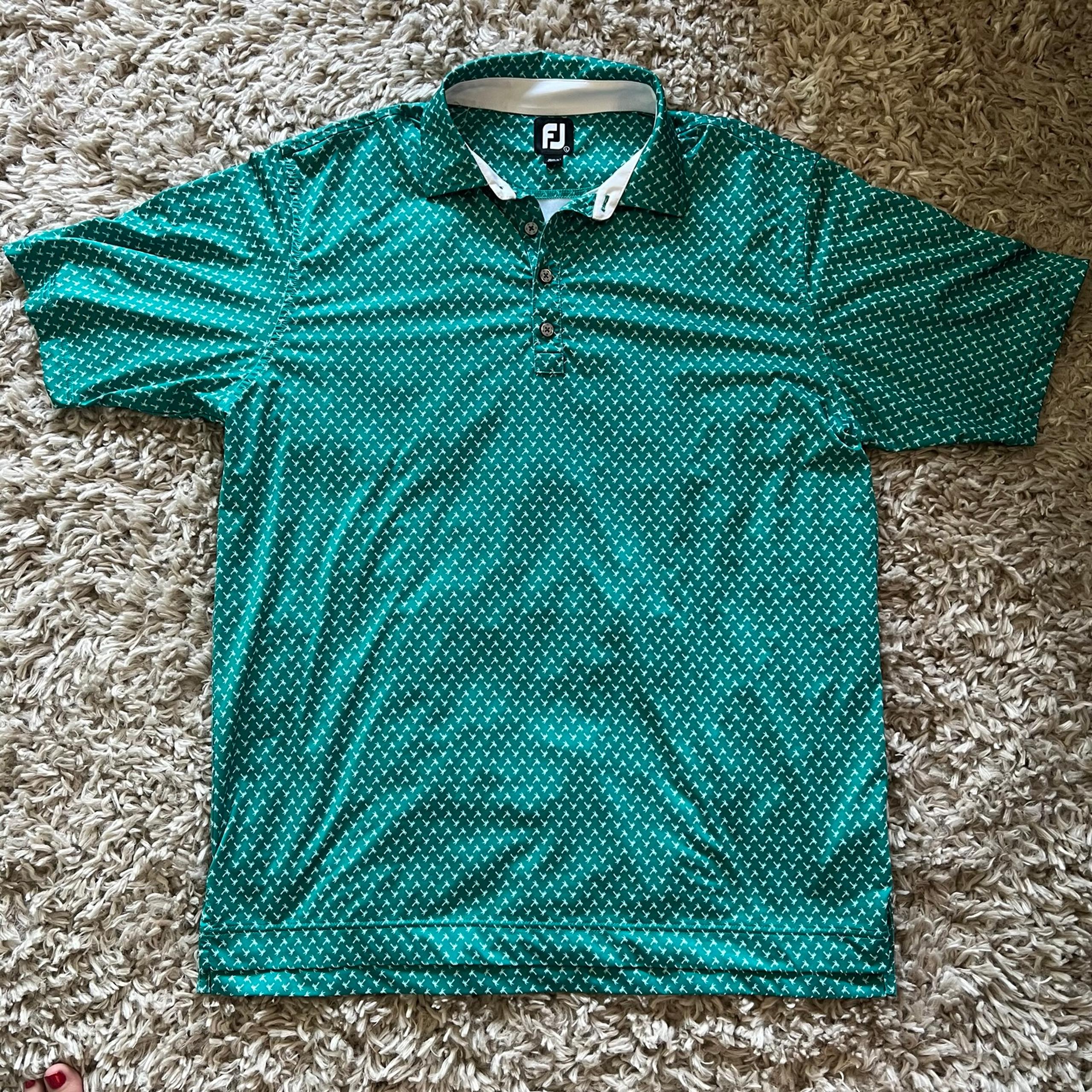 Footjoy Men’s Size L palm tree green polo