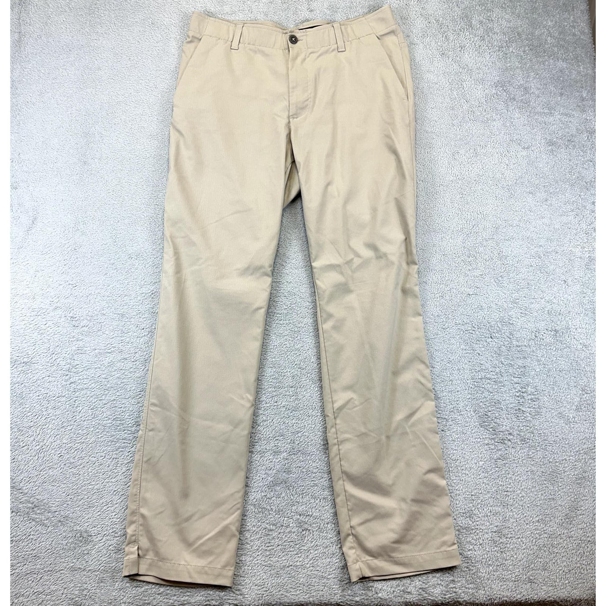 Under Armour Pants Mens Size 34 x 32 Tan Straight Leg Stretch Golf Chino