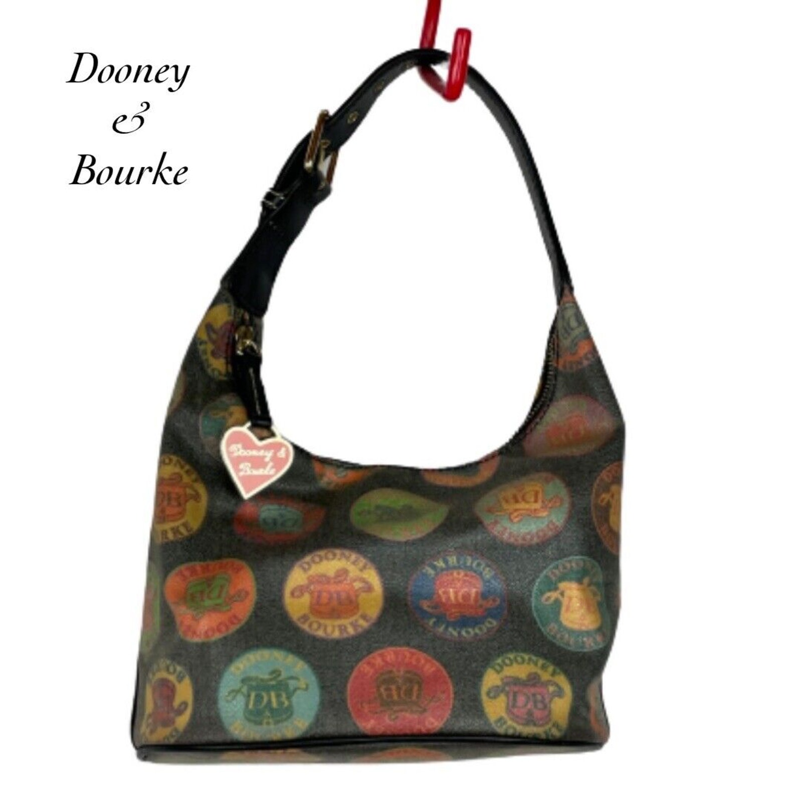 Dooney & Bourke Faded Black Circle Logo Small Handbag Discontinued Style