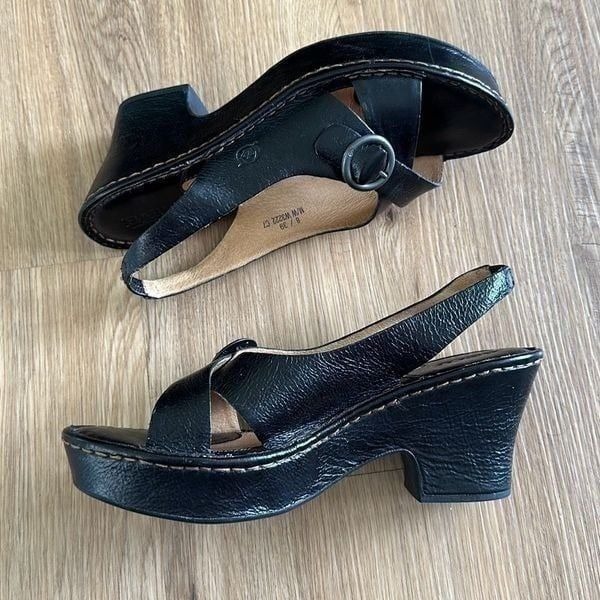 Born Leather Slingback Block Heel Sandals Women Size US 8