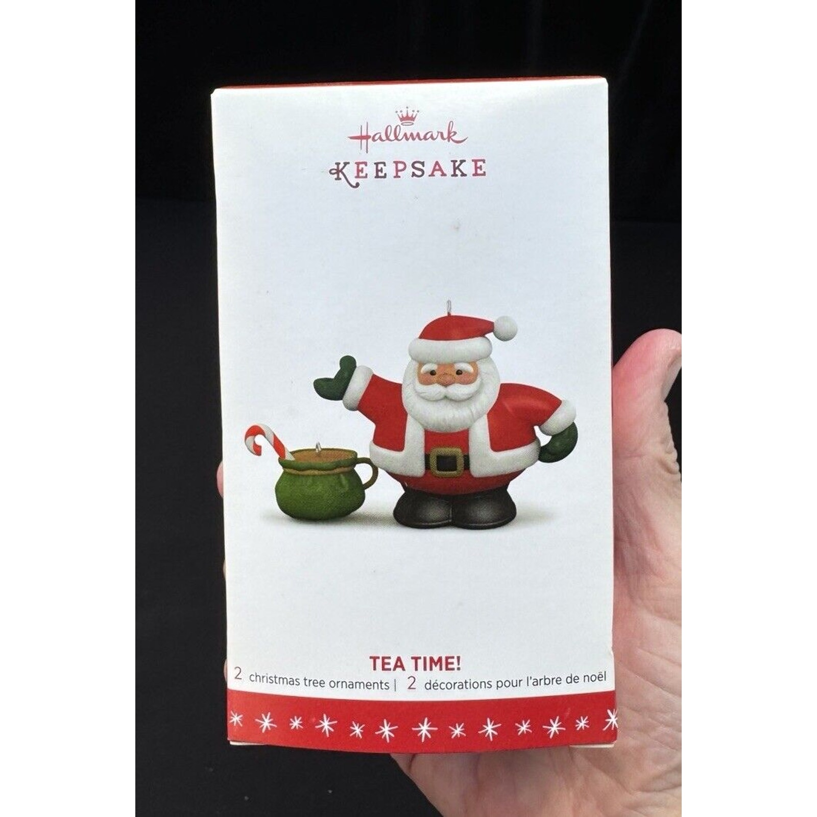 Brand New Hallmark 2016 Christmas Tree Ornament Tea Time 2pc Santa Claus New 8D