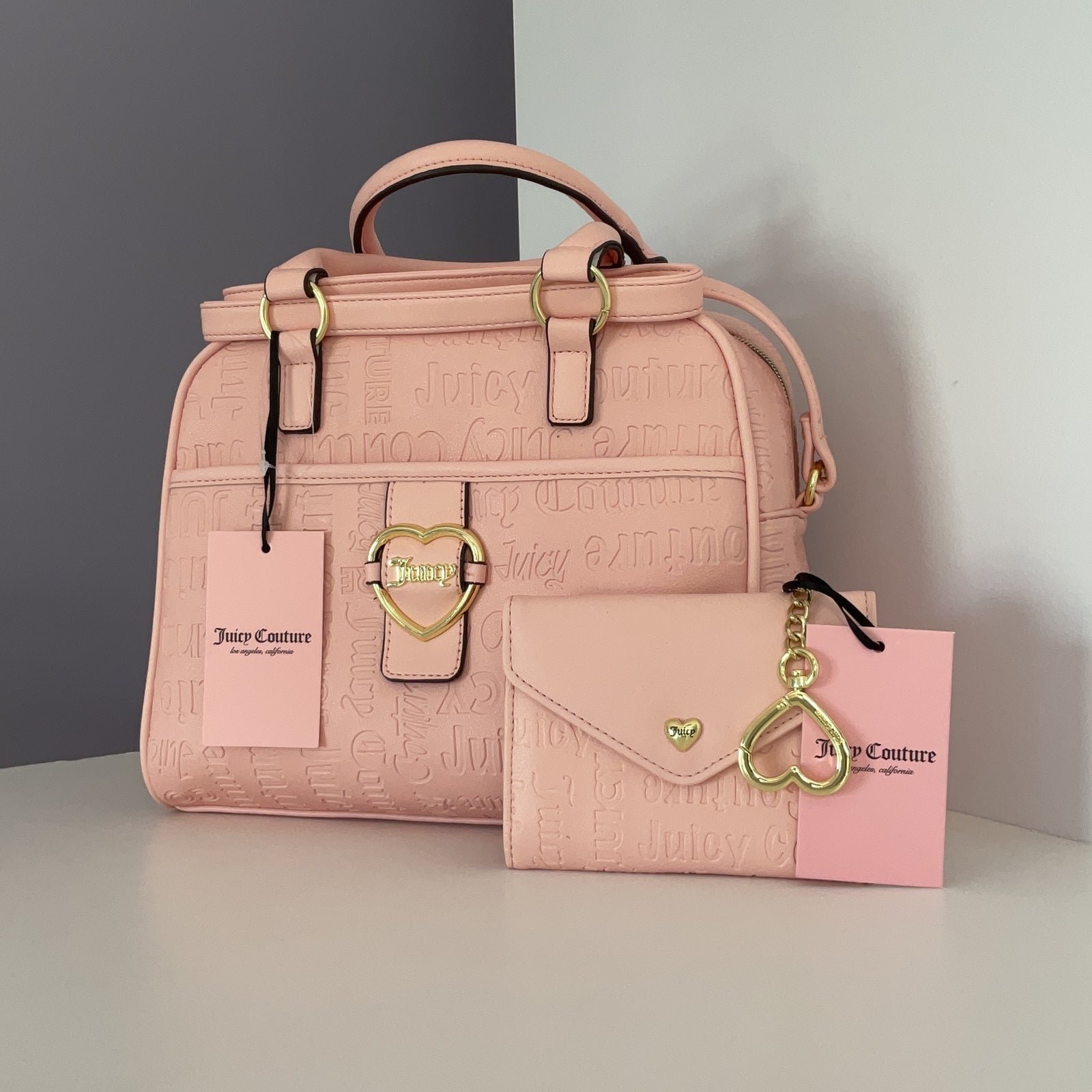 Macaroon juicy couture satchel and matching wallet - purses and handbags