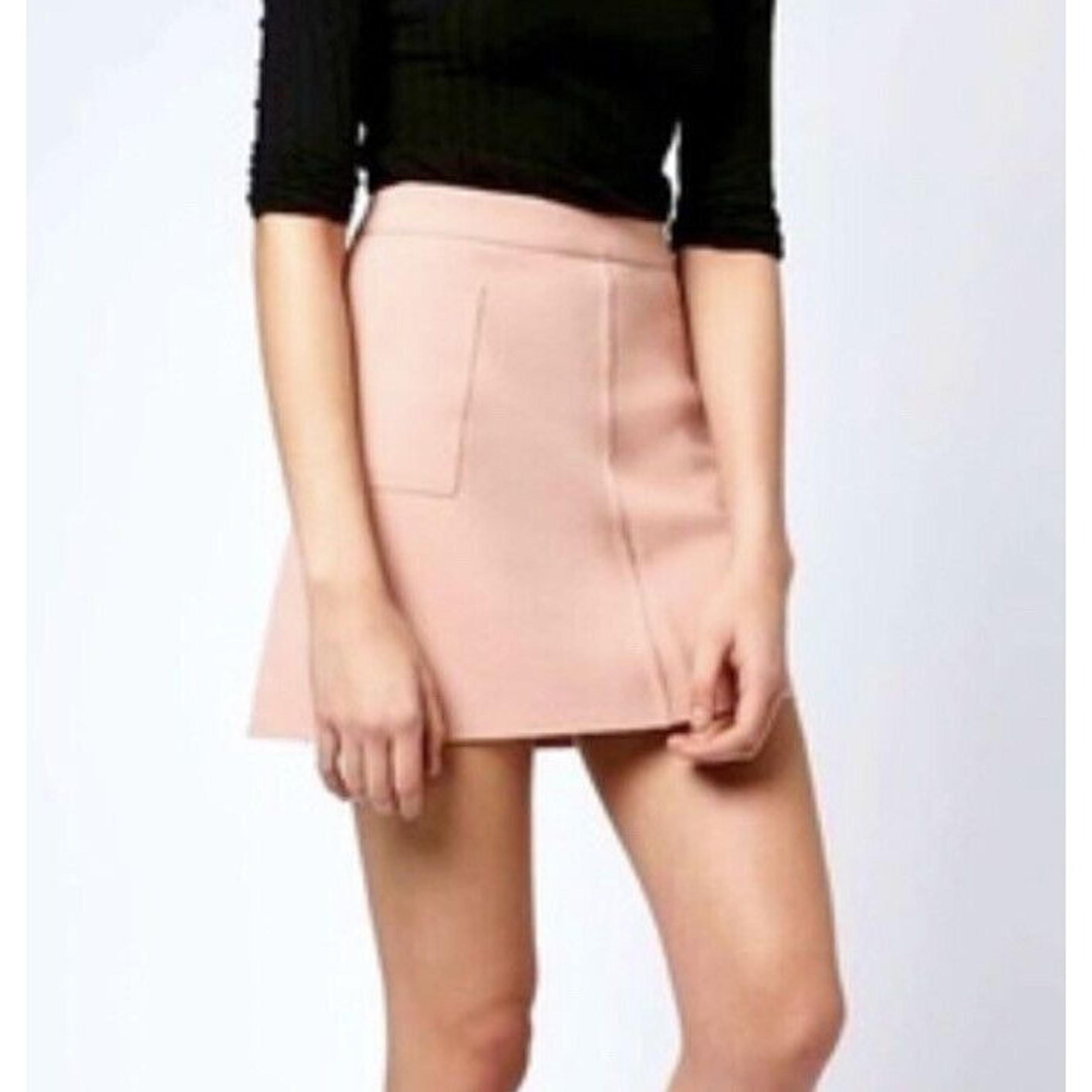 TOPSHOP Pink Cargo Style Mini A Line Skirt Size 4 Raw Hem MOTO Preppy Casual
