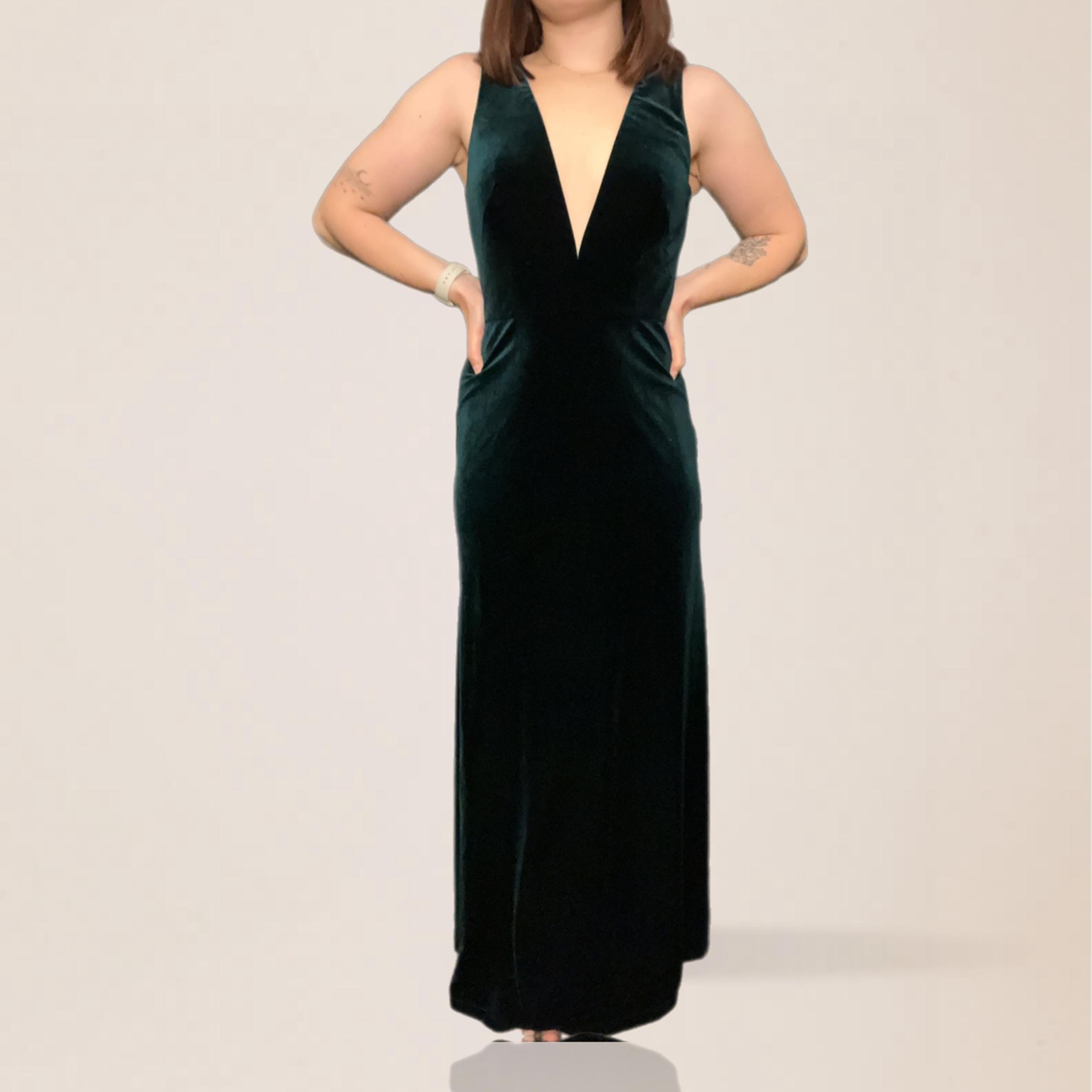 Jenny Yoo Logan Deep-V Velvet Column Gown