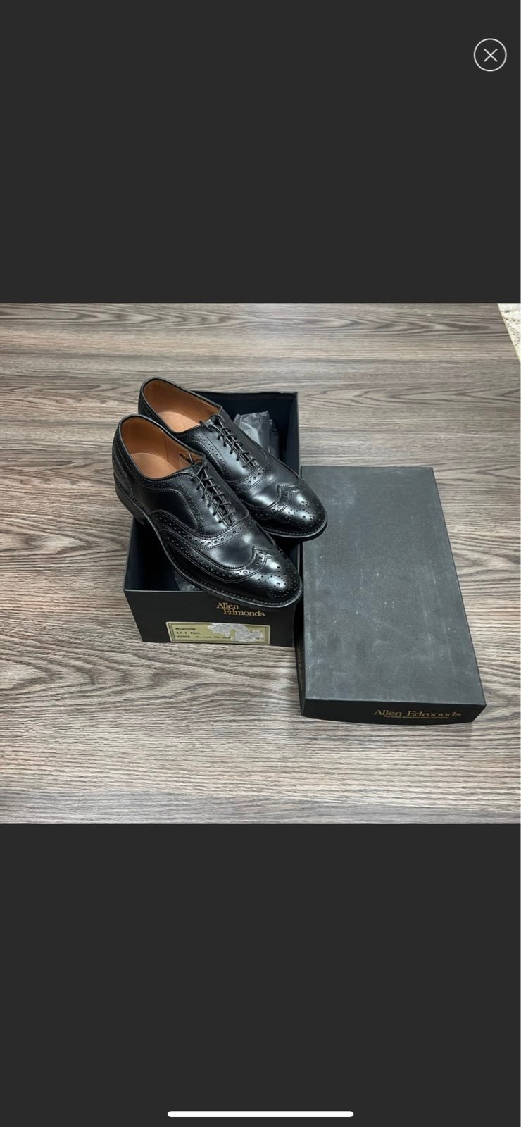 NEW Allen Edmonds McAllister Black Wingtip Oxfords 8.5 D