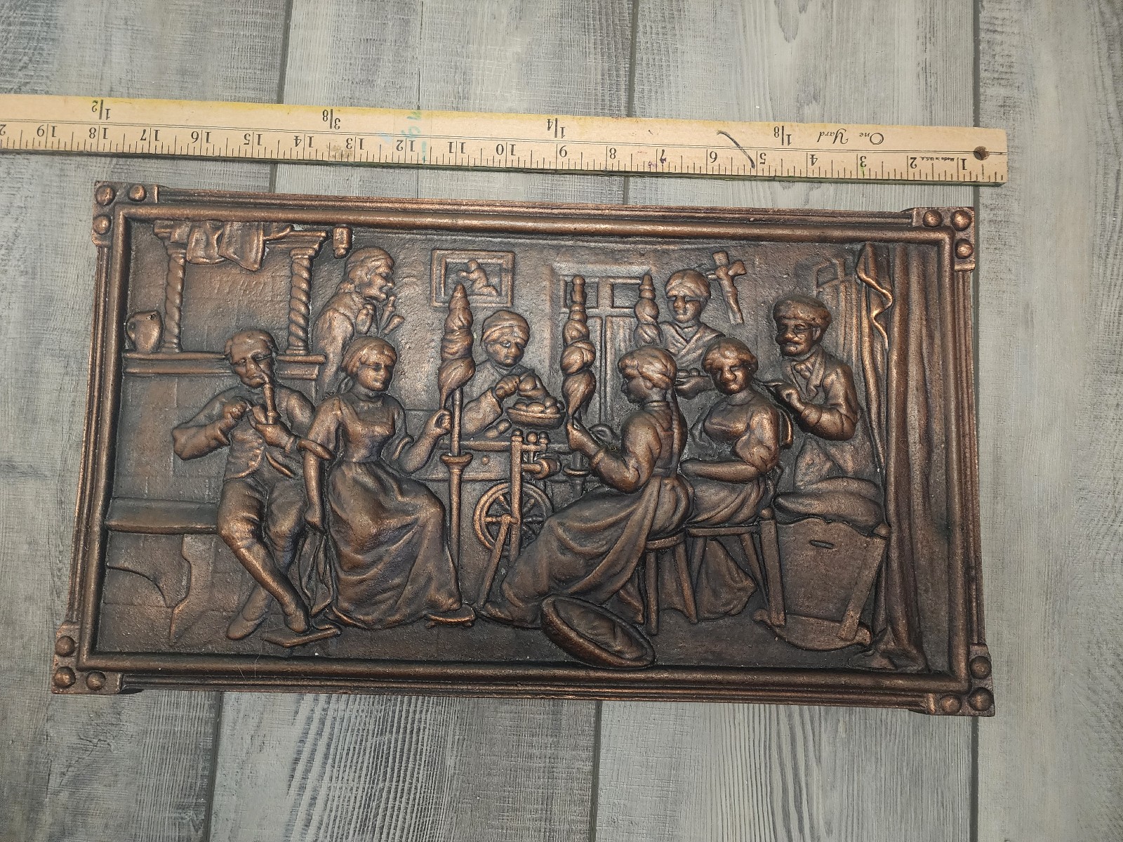 Antique French Iron Bronze Casting Wall Decor