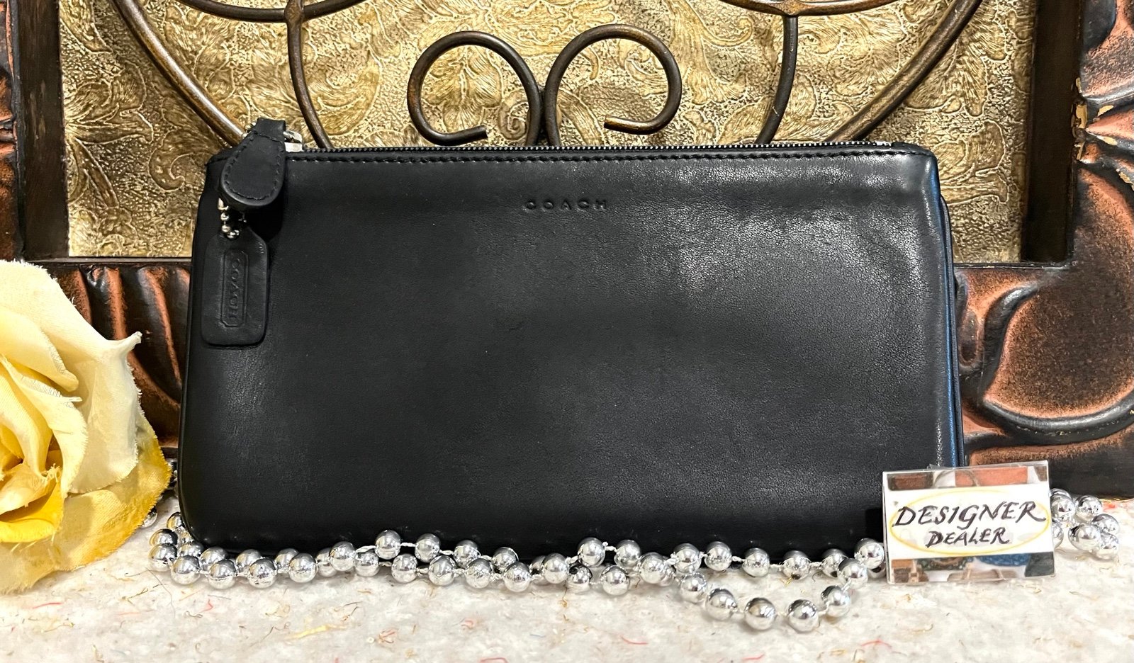 COACH Vintage Black Leather Cosmetic Case GUC!
