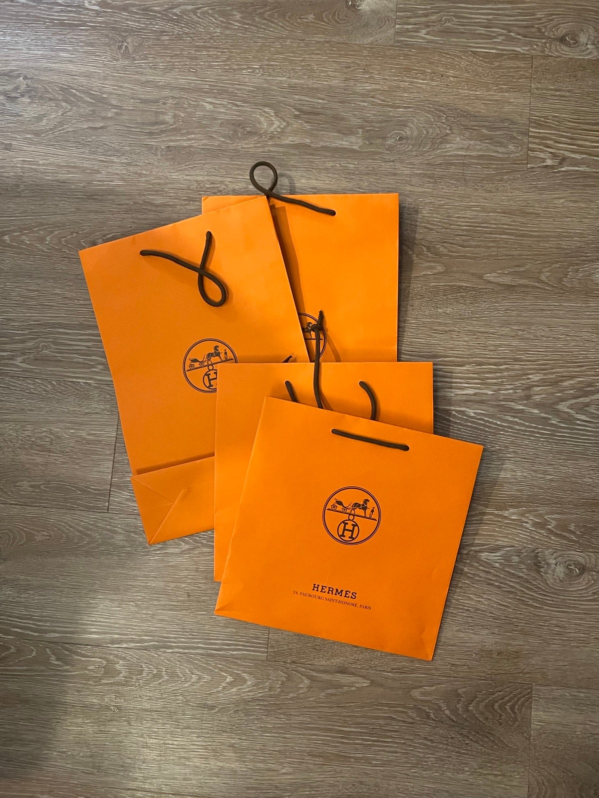 Hermes Authentic Orange shopping bag Set - Large