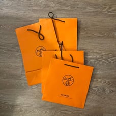 Hermes Authentic Orange shopping bag Set - Large