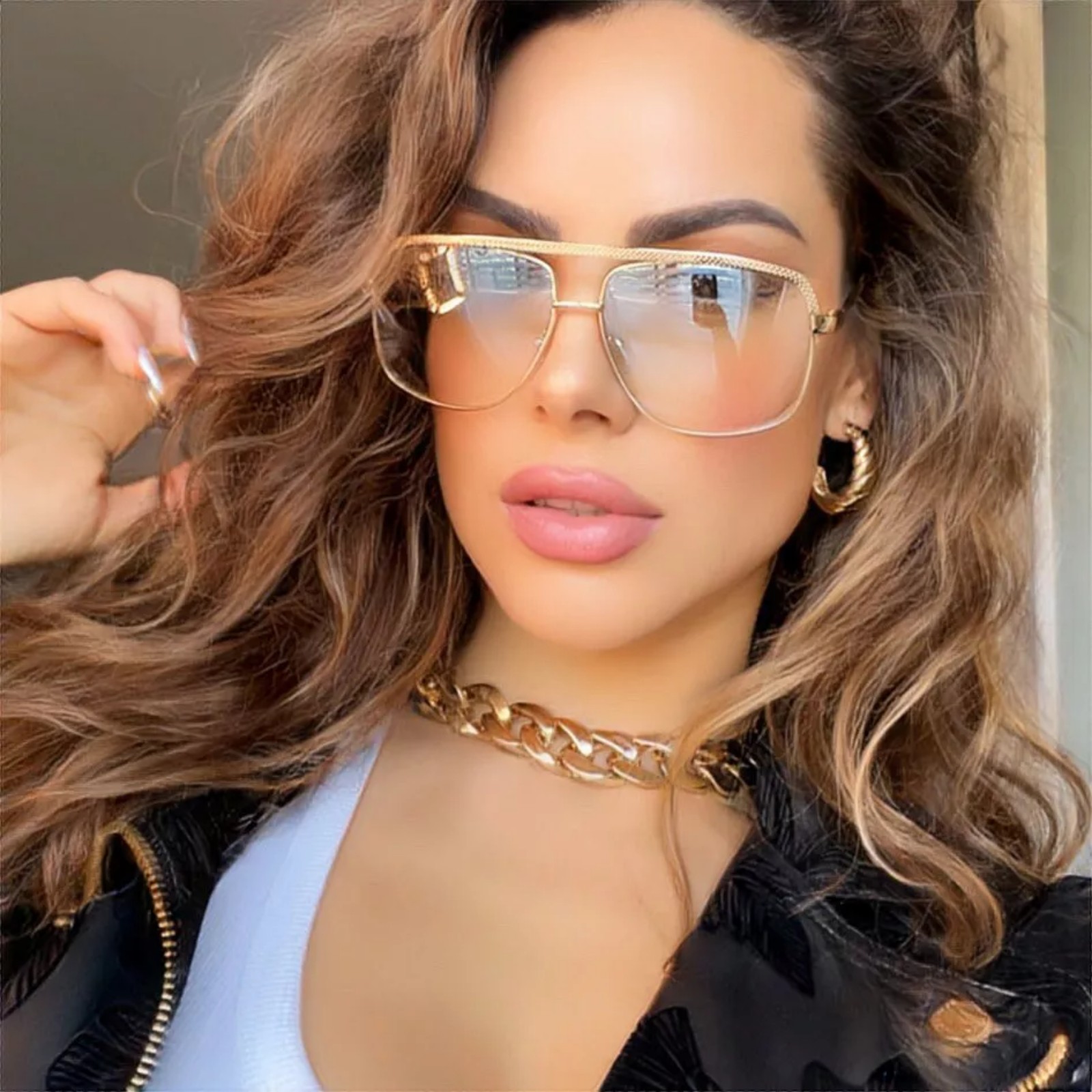 Oversized Eyeglasses Round Gafas LENNON round metal frames SHADZ