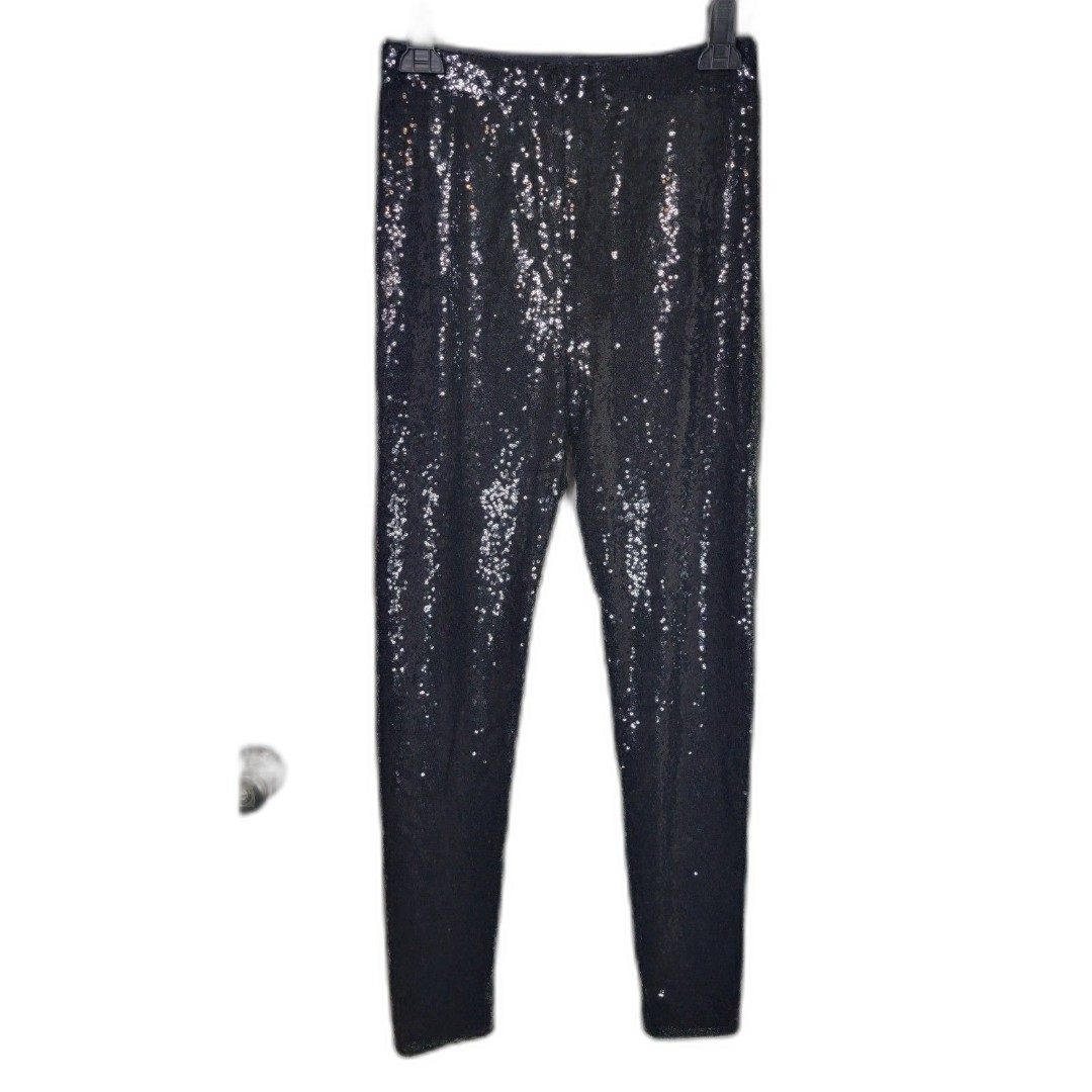 WAYF Black Sequin High Waist Pull On Logan Leggings Pants