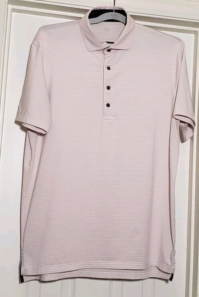 Men's Greyson Performance Polo Size Medium Pink White Striped