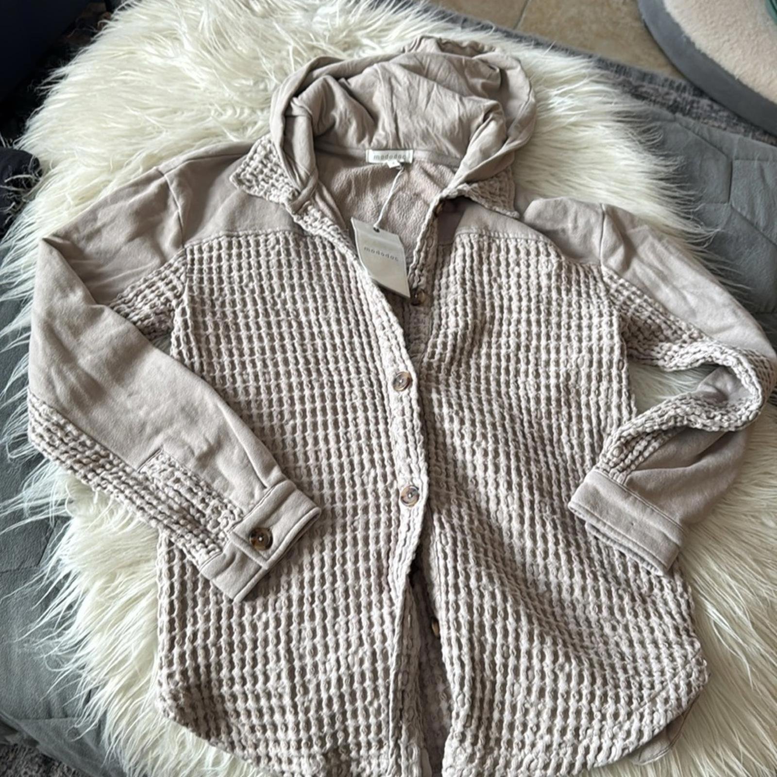Mododoc Taupe Hooded Cotton Jacket size S