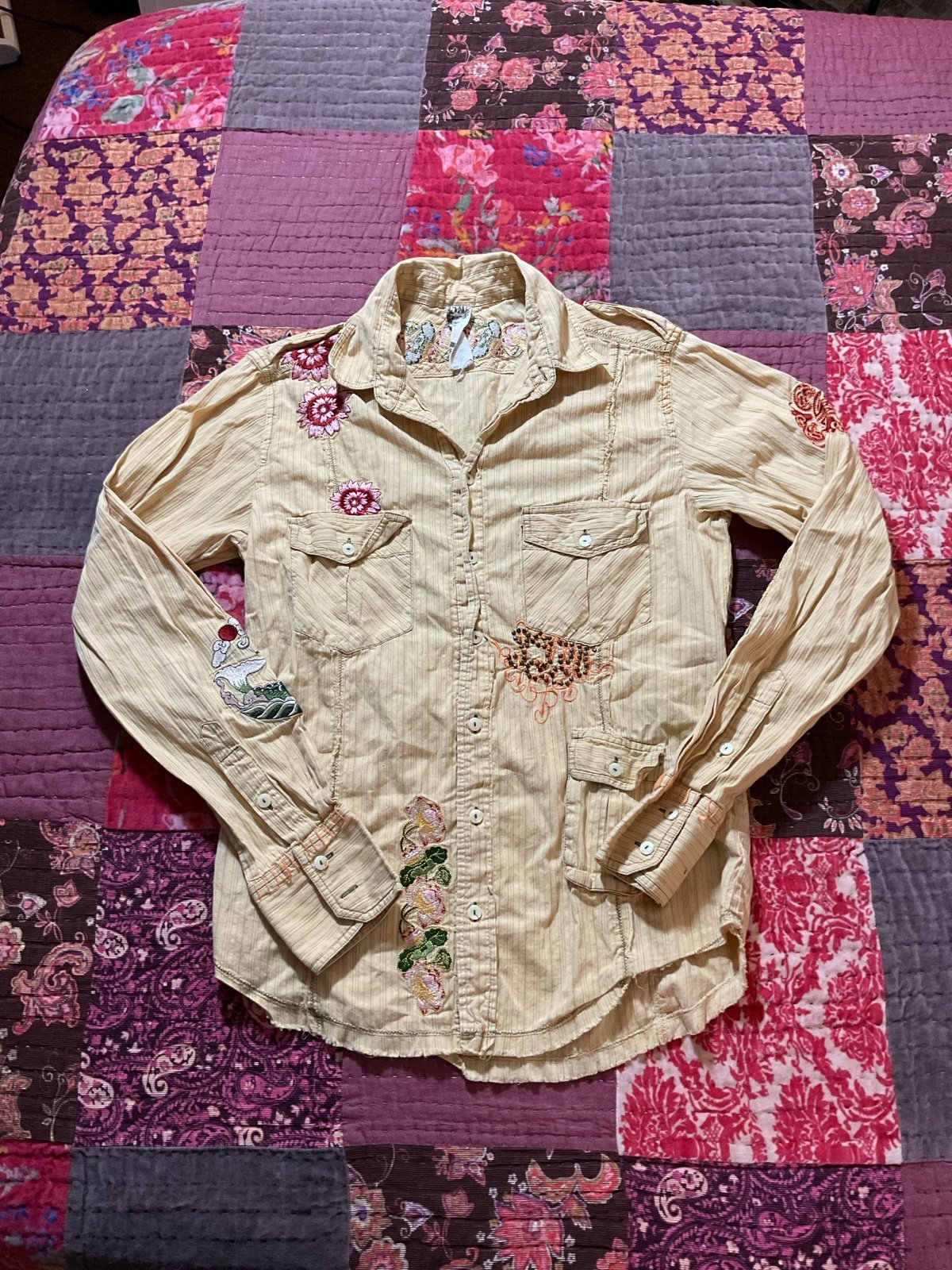 Johnny Was 3J Workshop Vintage Embroidered Flannel