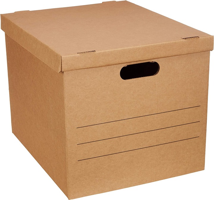 Basics Medium Moving Boxes with Lid and Handles, 10 Pack, Brown,