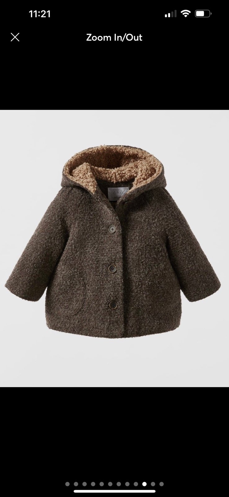 zara new coat sz 18-24 m