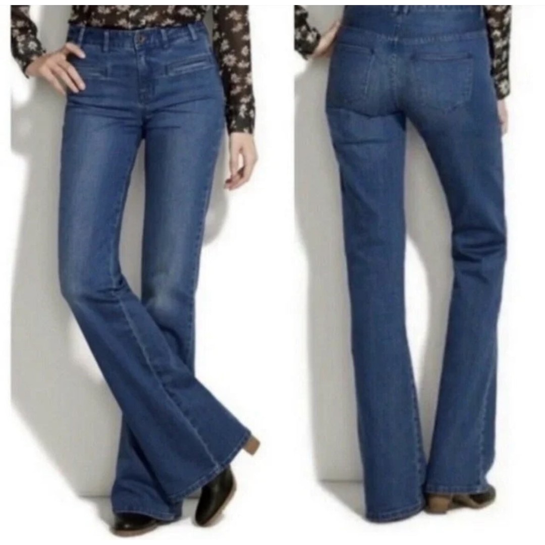 MADEWELL Alexa Chung flare wide leg Cord Jeans Navy High Waist
