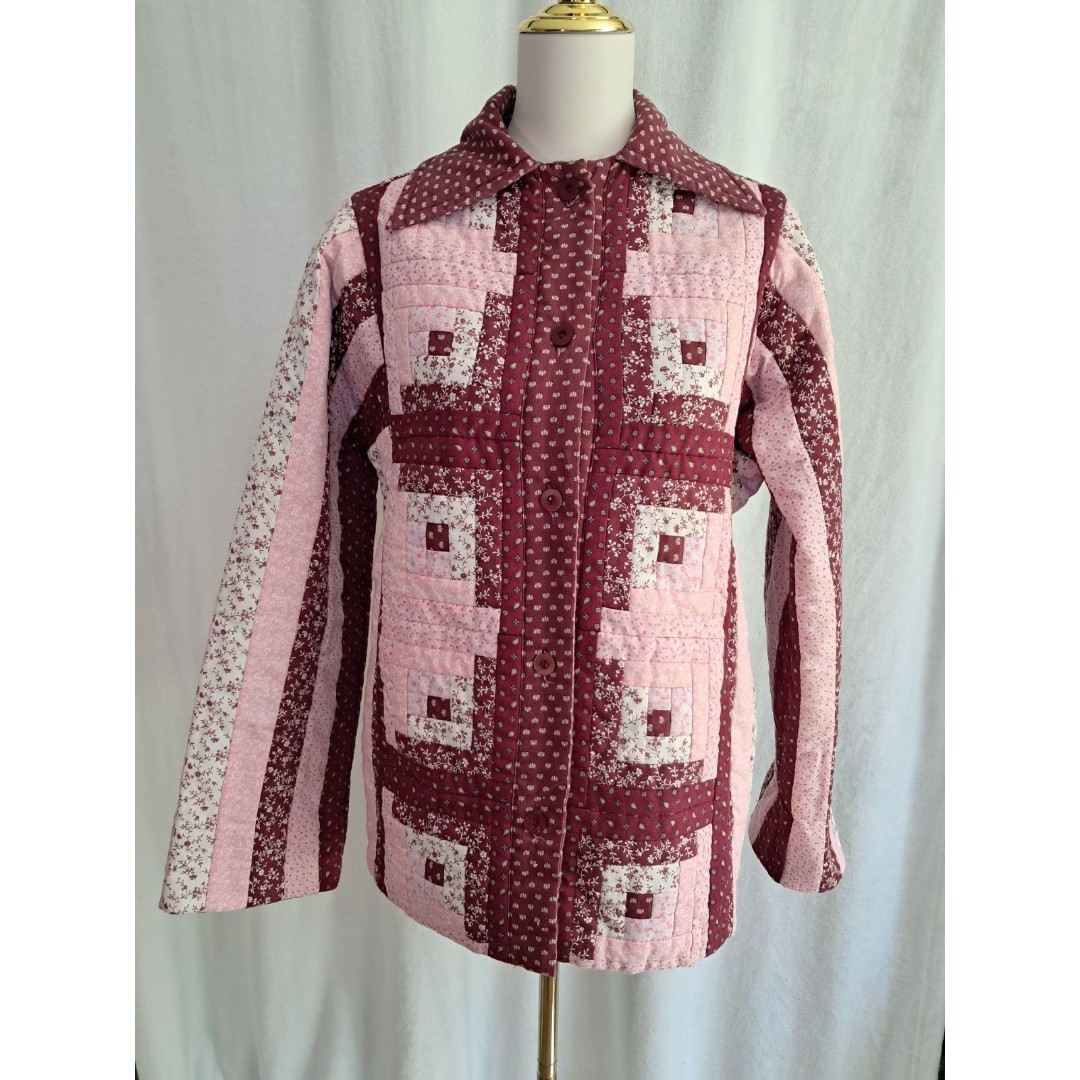 Handcrafted Quilted Jacket Vintage Style Reversible Floral PLS READ Size S