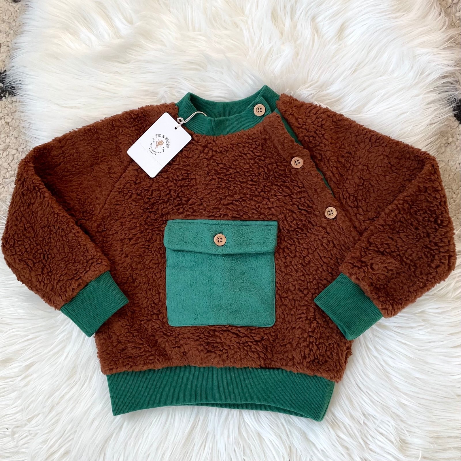 Fin & Vince Kids Alfie Sherpa & Fleece Colorblock Pullover 4/5T