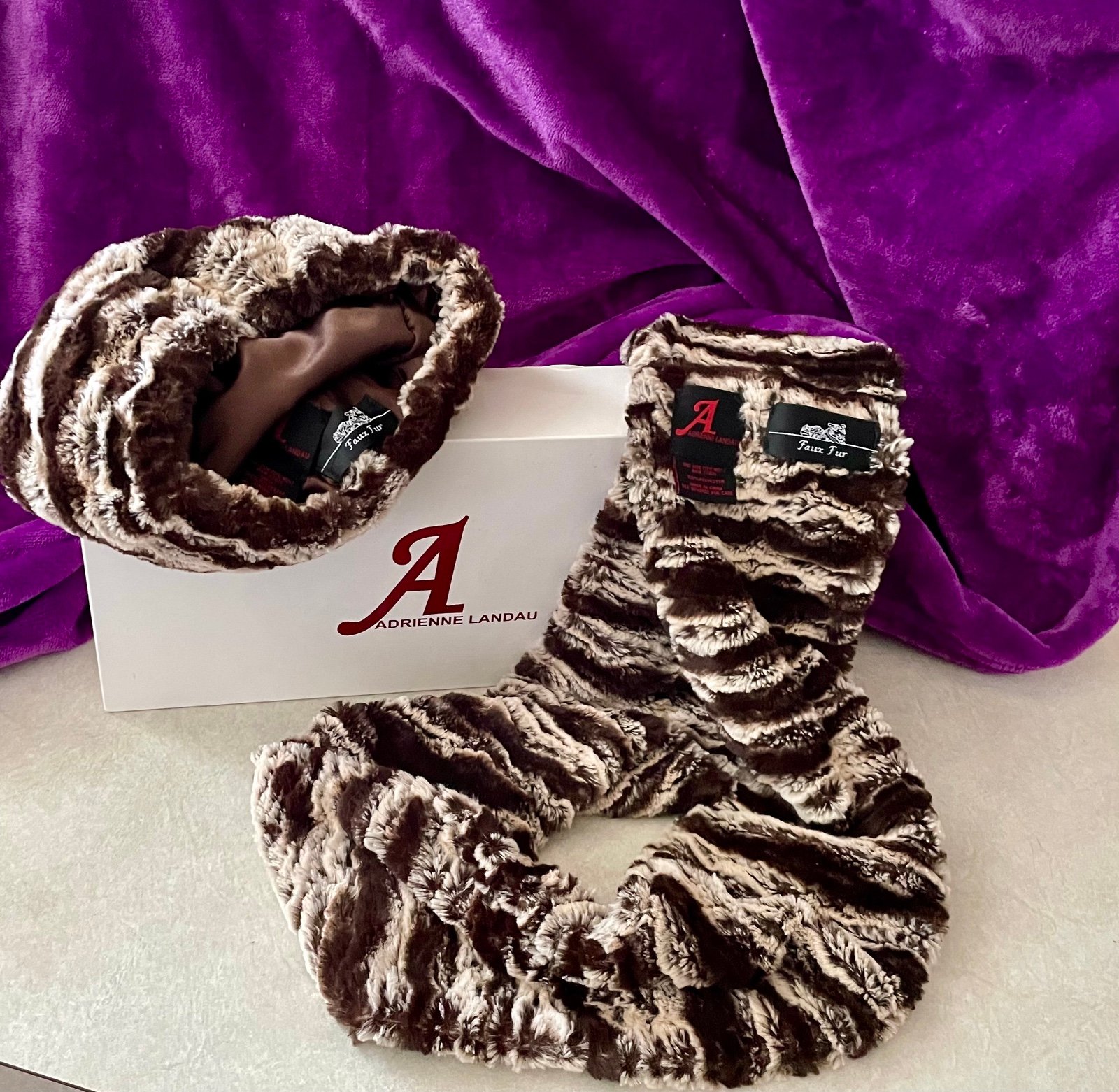 Adrienne Landau Faux Fur Hat and Scarf set