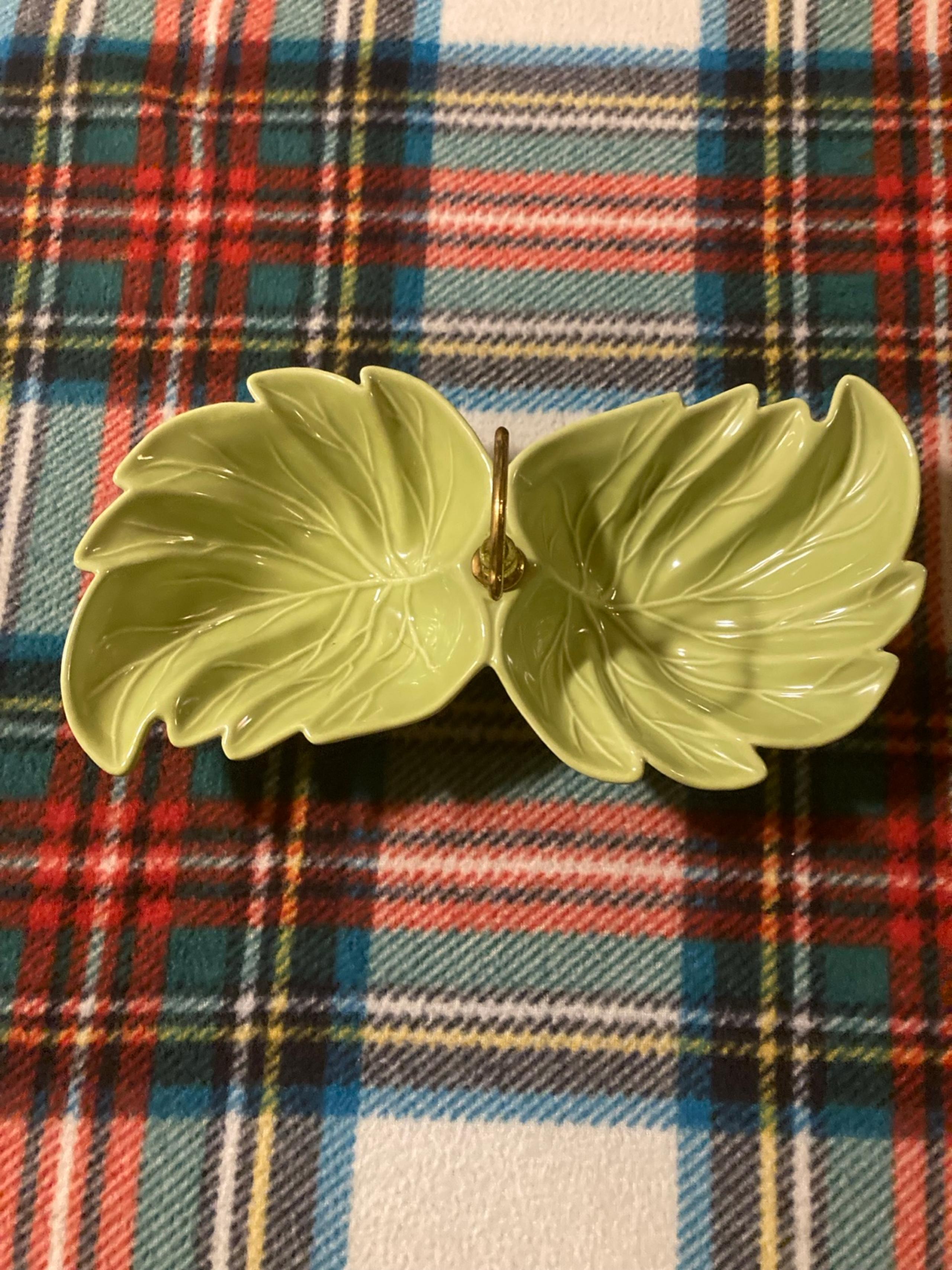Vintage Ceramic Yellow Leaf Candy Dish made in USA