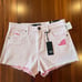 New NWT KUT Jane Pink Denim Jean Short High Rise Frayed Hem Bottoms Size 0