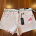 New NWT KUT Jane Pink Denim Jean Short High Rise Frayed Hem Bottoms Size 0