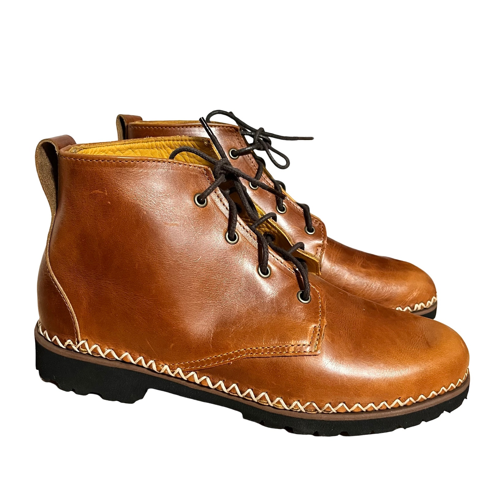Huckberry QUODDY Cross Stitch Chukka Lace Up Boots Size 10.5 Whiskey Men's EUC