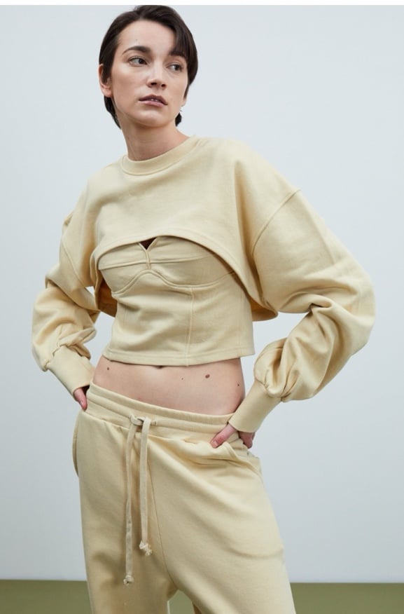 Simonett Cut Out Sweater Cuff Sleeves Yellow EUC One Size