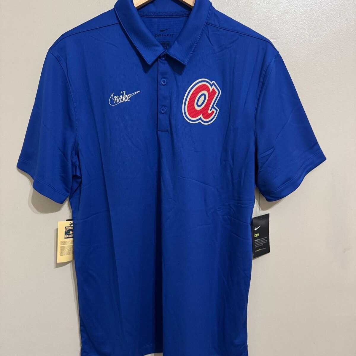 Nike Atlanta Braves MLB Cooperstown Collection Polo Shirt Dri-FIT Mens M NEW