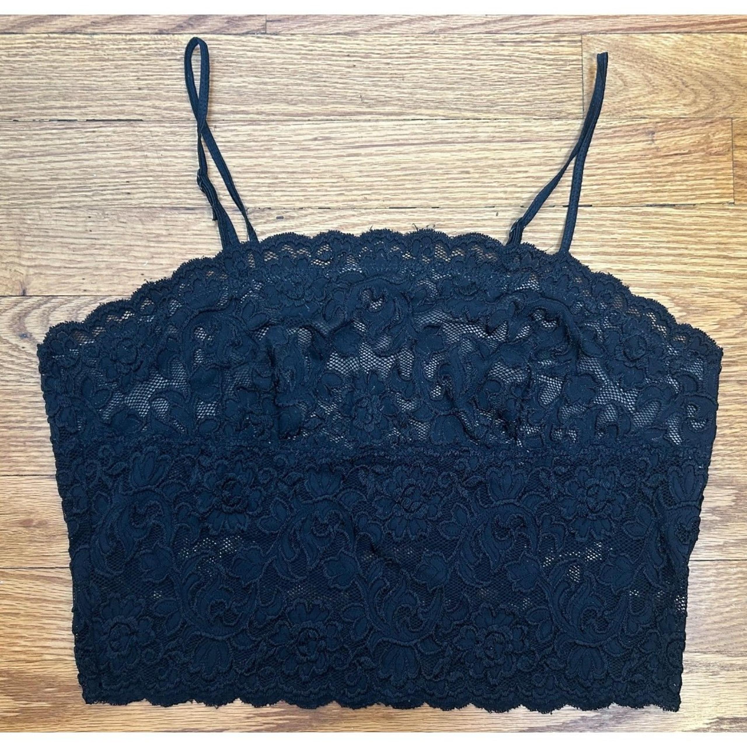 Vintage Hanky Panky Black Lace Romantic Coquette Dainty Cami Bralette Size L
