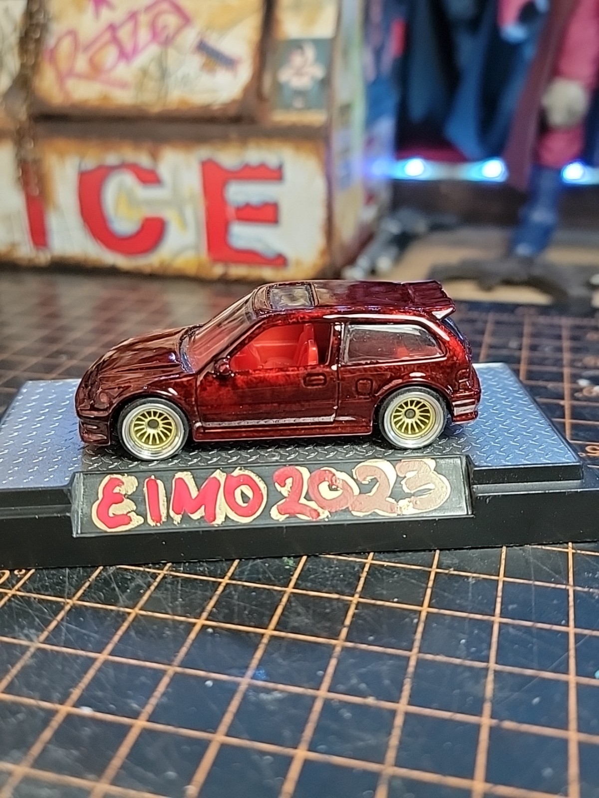 Hotwheels Honda Civic ef Custom Marbling Paint Job 1/1 NO Other Custom Like This