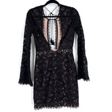 NWT The Jetset Diaries Zodiac Long Sleeve Lace Mini Dress Black Size Small