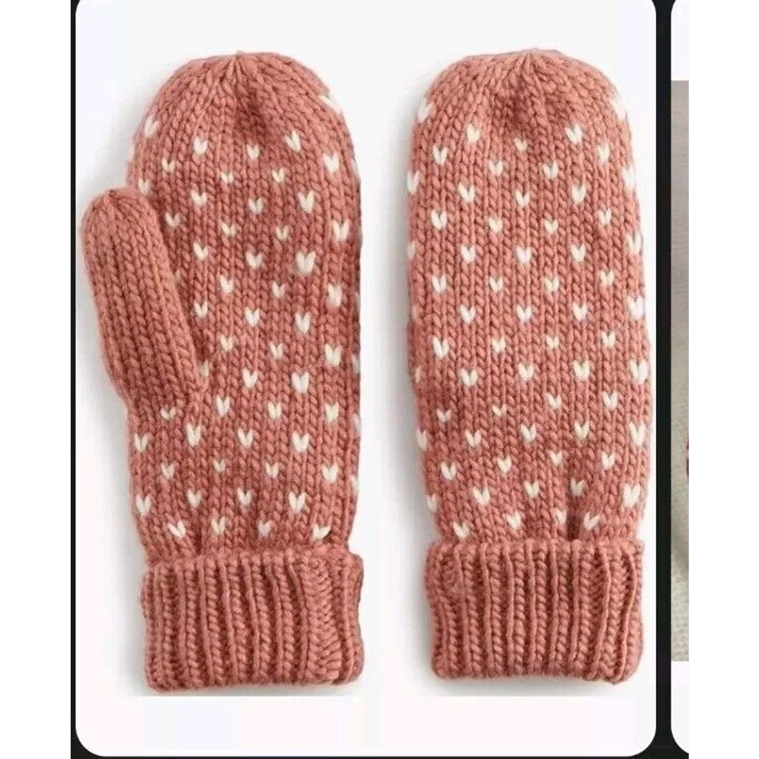 Lauren Conrad Mittens Gloves Brown Birdeye Hearts Kids Size 4-12