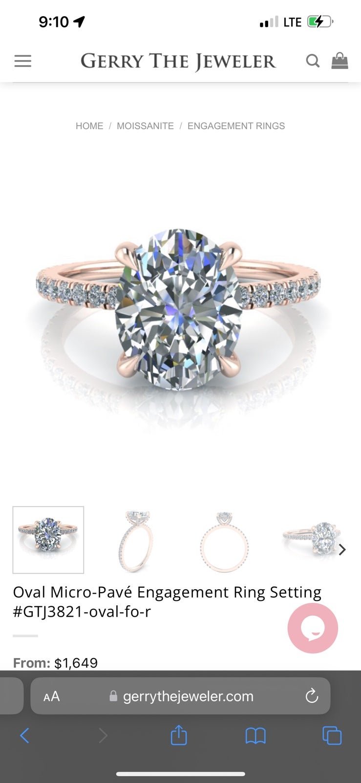 14K Rose Gold Mossiante Ring