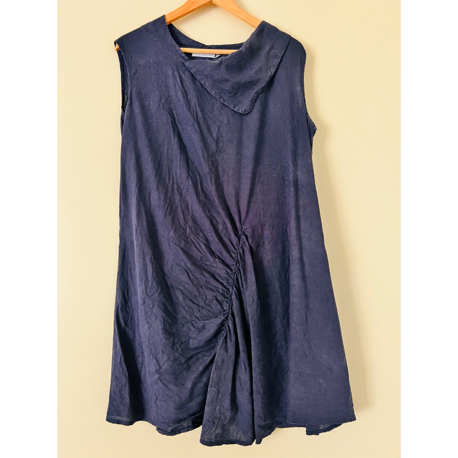 Amanda Laird Cherry Dress Summer Linen Blend Black US XXL Asymmetrical Lagenlook