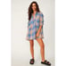 Free People Voyage Mini Dress Sz S Plaid Shirt Button Up Dress Boho Cottagecore