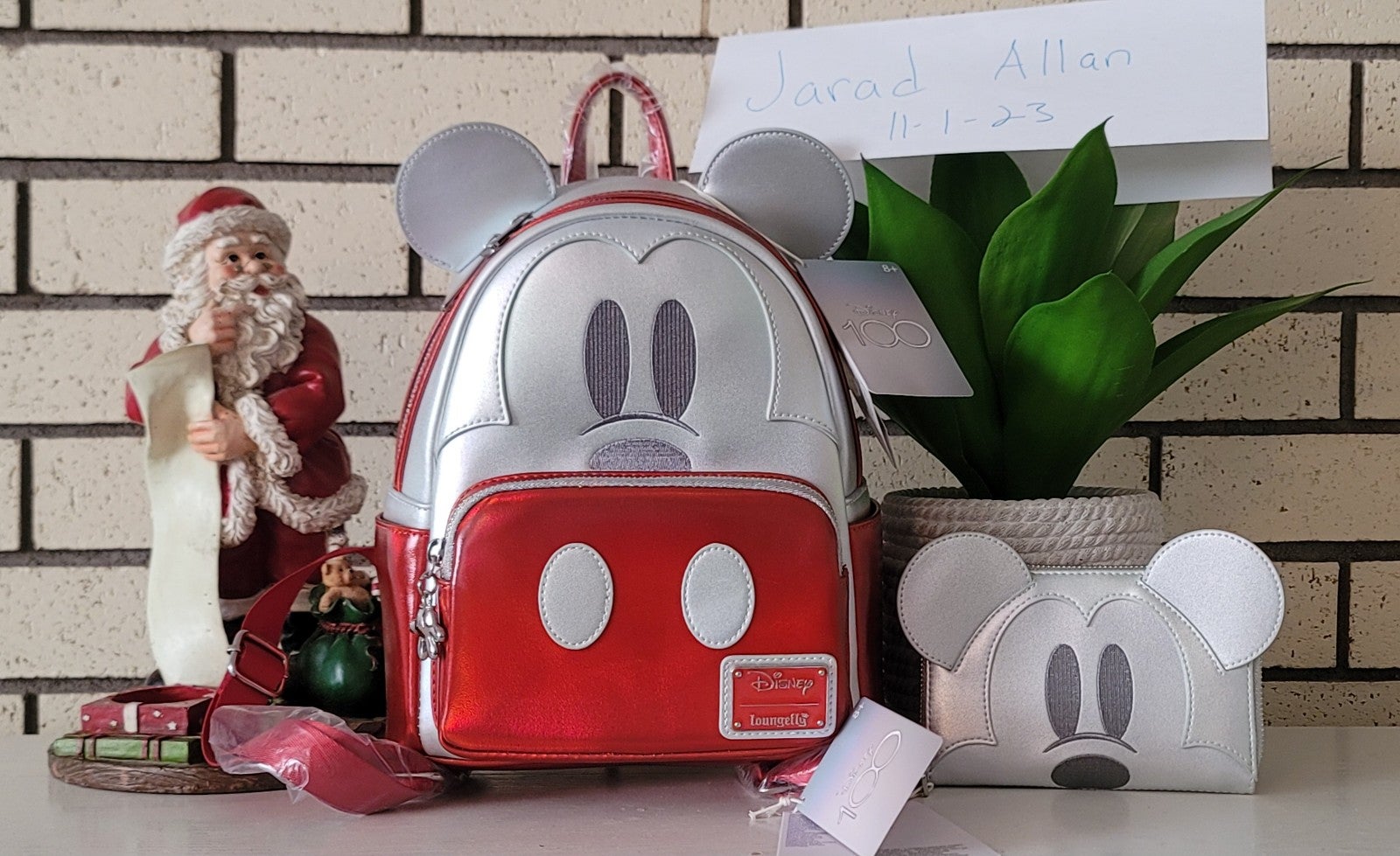 Limited Edition Disney 100 platinum mickey mouse mini backpack and wallet