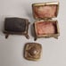 Antique Mini Victorian Metal Gold tone Trinket/ Ring Box Pin Cushion and lid.