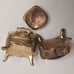 Antique Mini Victorian Metal Gold tone Trinket/ Ring Box Pin Cushion and lid.