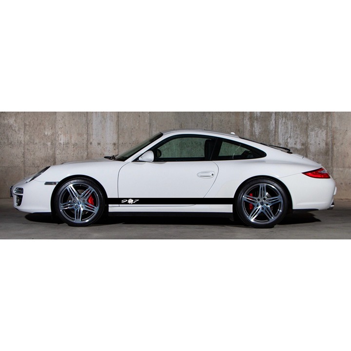 Custom Font 997 Triple Stripe Side Decals Set For Porsche 911 2005-2011 TURBO 99